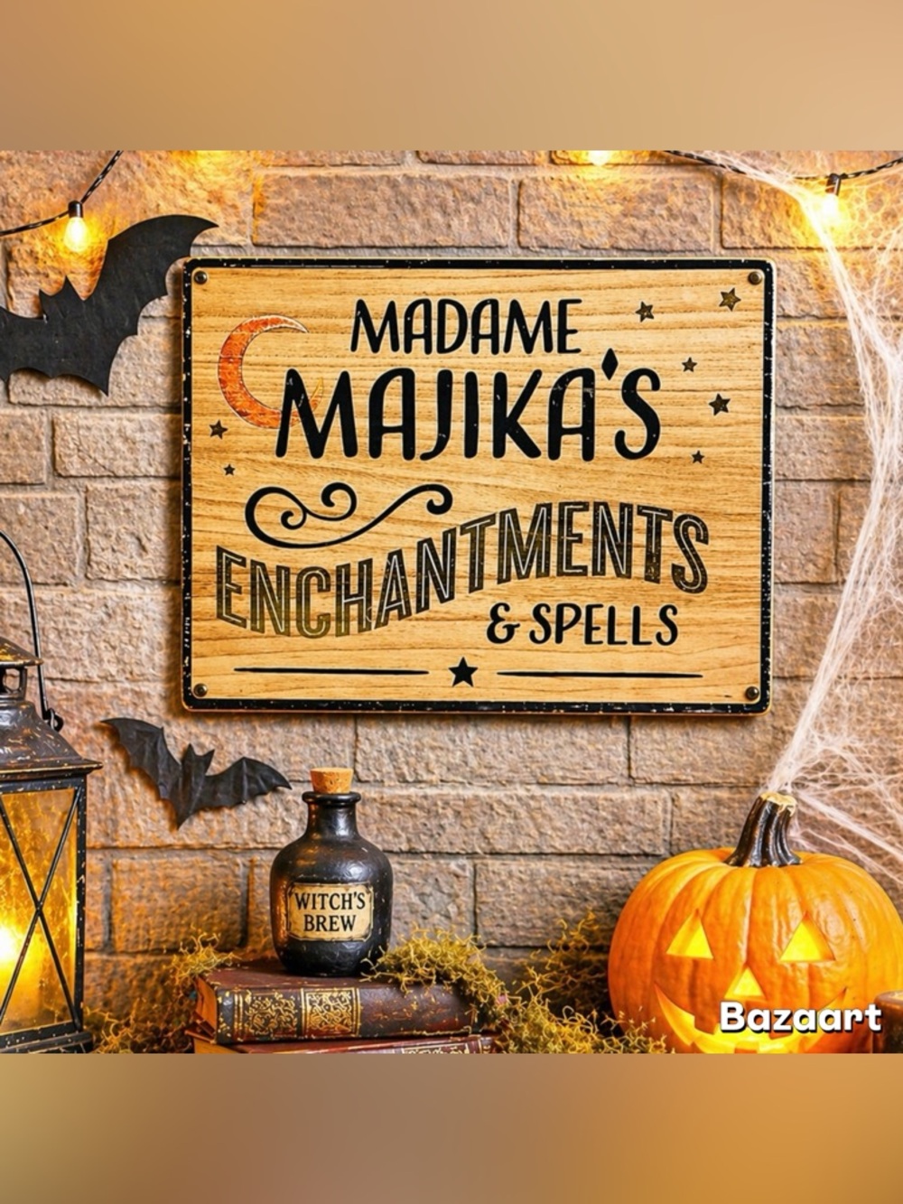 New halloween 16x12 sign tray “MADAME MAJIKAS ENCHANTMENTS & SPELLS” Wood